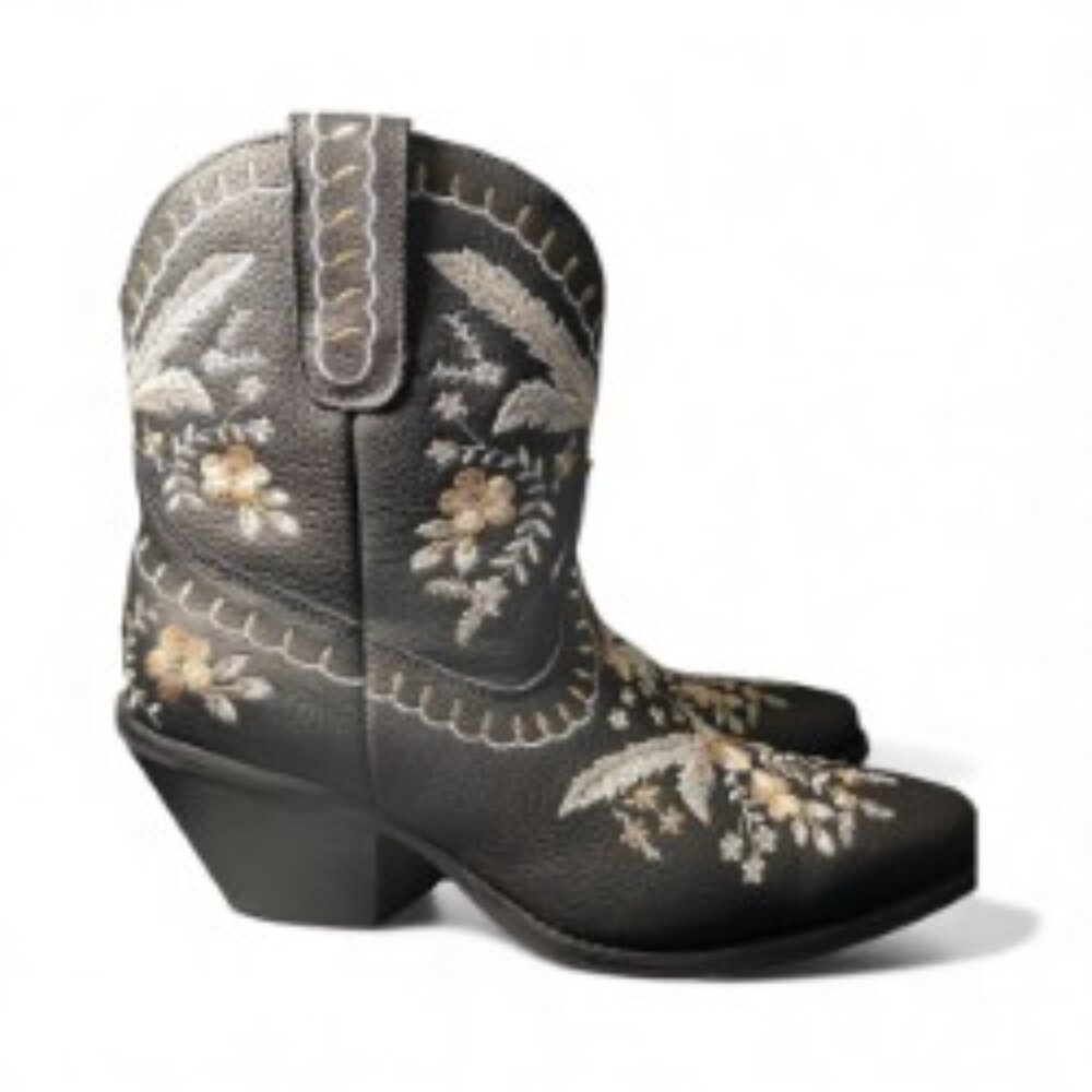 Dingo Primrose Black Leather Embroidered Western Cowgirl Boots Women’s Size 10